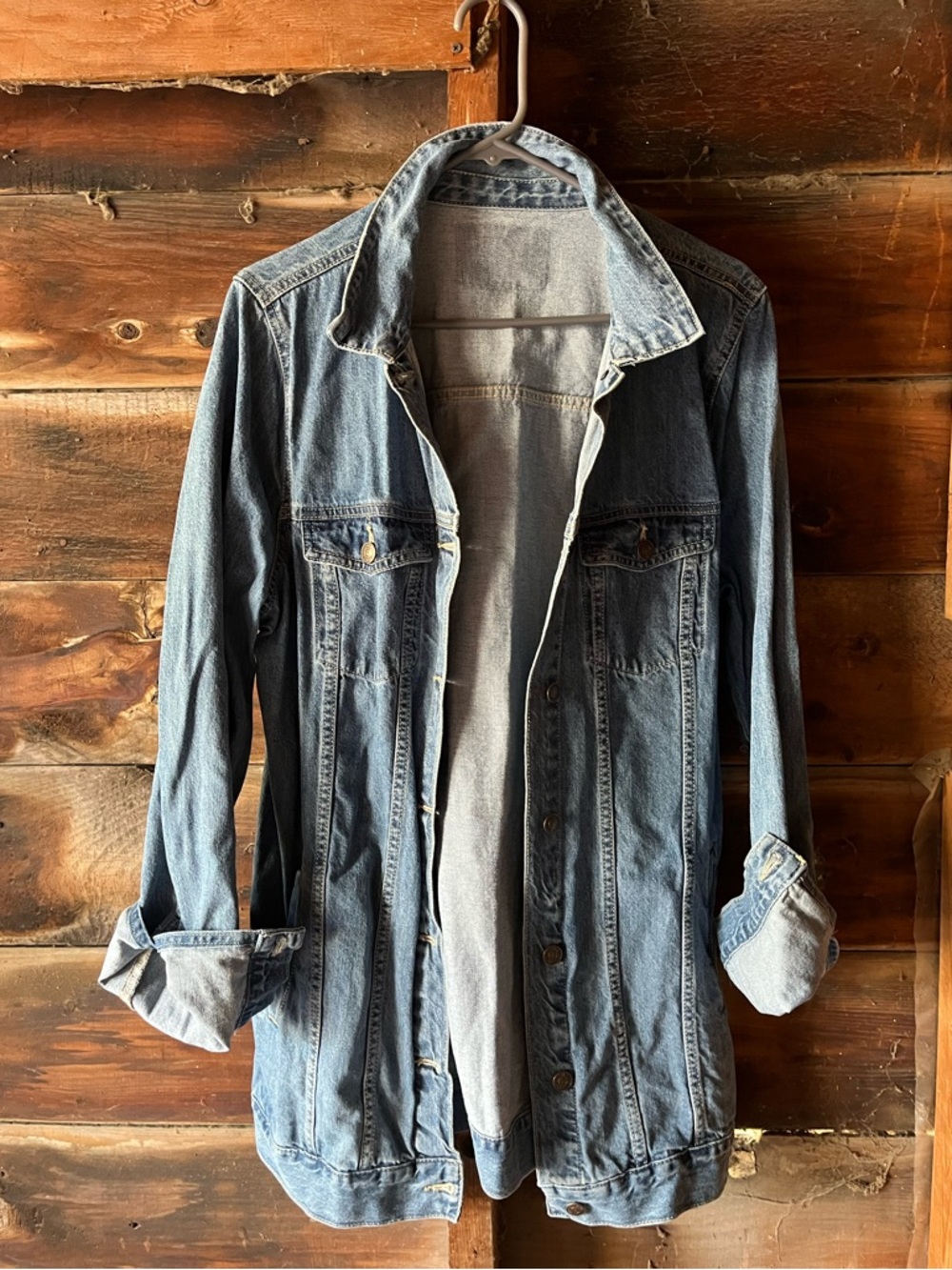 Forever 21 denim jacket jean 100% cotton, long